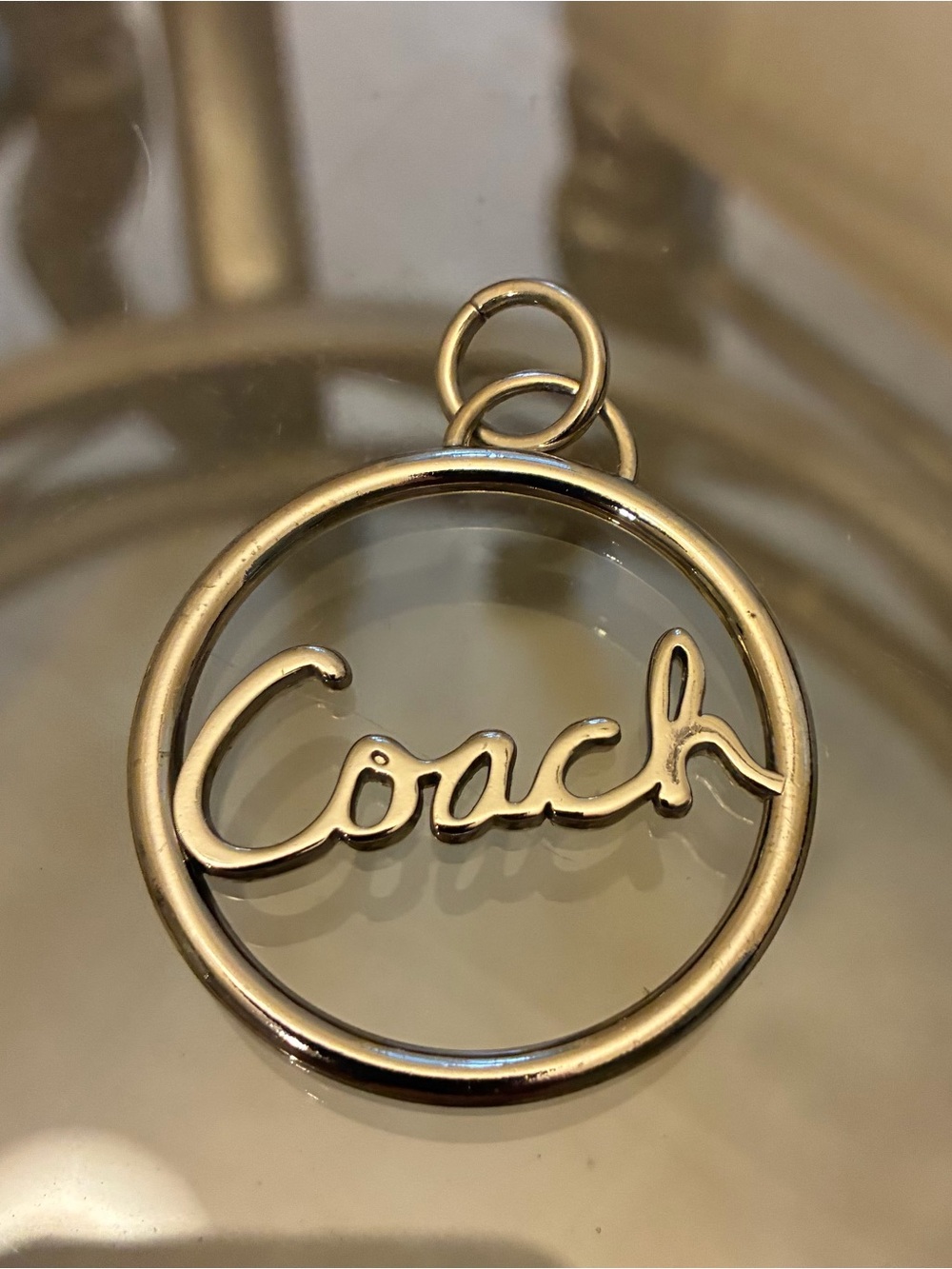 Rare Coach Gold-Tone Script Circle Charm Hangtag for Bag or Keychain